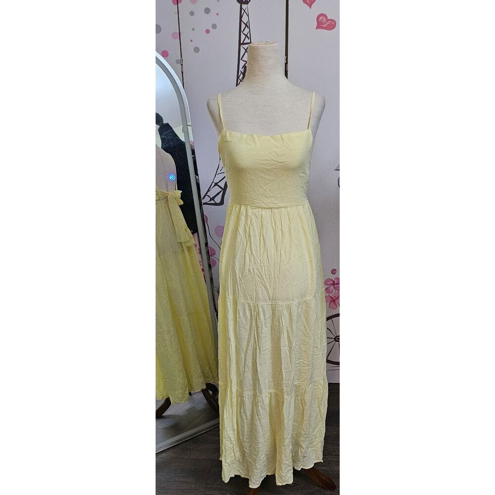 #145 MSRP $45 ALENDA DANMOS TIERED COTTON BACKLESS MAXI DRESS ♡SIZE M♡ - Picture 4 of 8